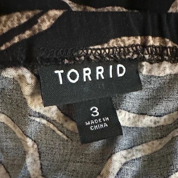 Torrid Womens Black/Brown Striped Mini Challis Skater Dress, Pocket, Plus Size 3 - Picture 2 of 15